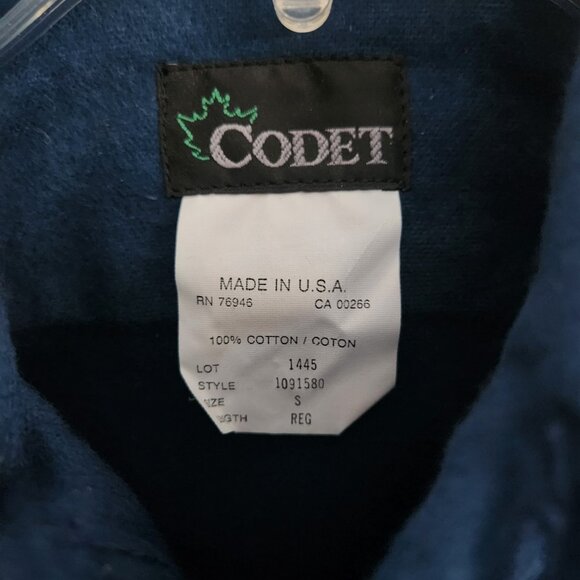 Codet Royal Blue Small Flannel Button Front Shirt USA Made 100 % Cotton Vintage - Picture 2 of 5